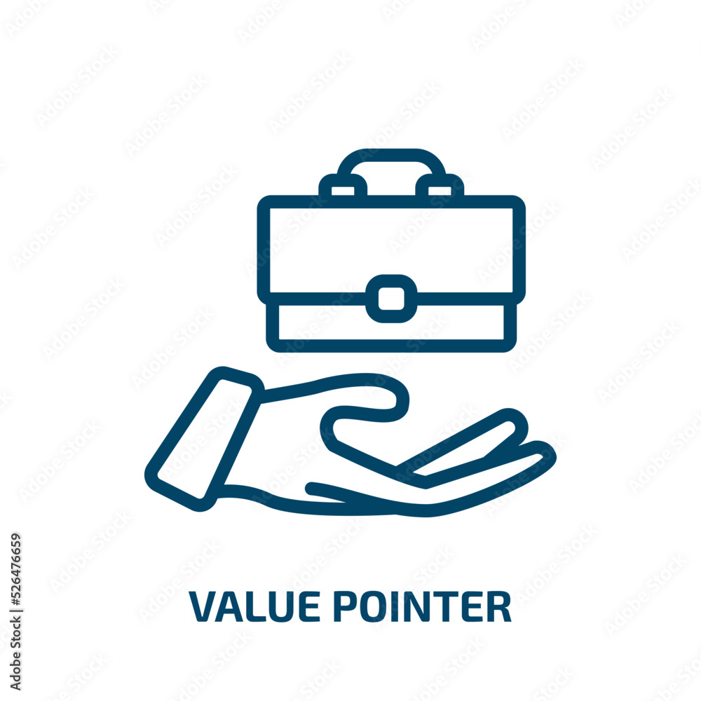 Poster value pointer icon from business collection. thin linear value pointer, value, pointer outline icon 