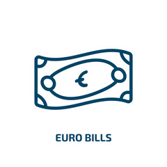 euro bills icon from business collection. Thin linear euro bills, bank, payment outline icon isolated on white background. Line vector euro bills sign, symbol for web and mobile