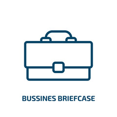 bussines briefcase icon from business collection. Thin linear bussines briefcase, businessman, briefcase outline icon isolated on white background. Line vector bussines briefcase sign, symbol for web