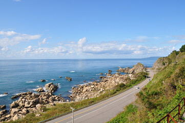 秋田県・五能線の車窓からの風景