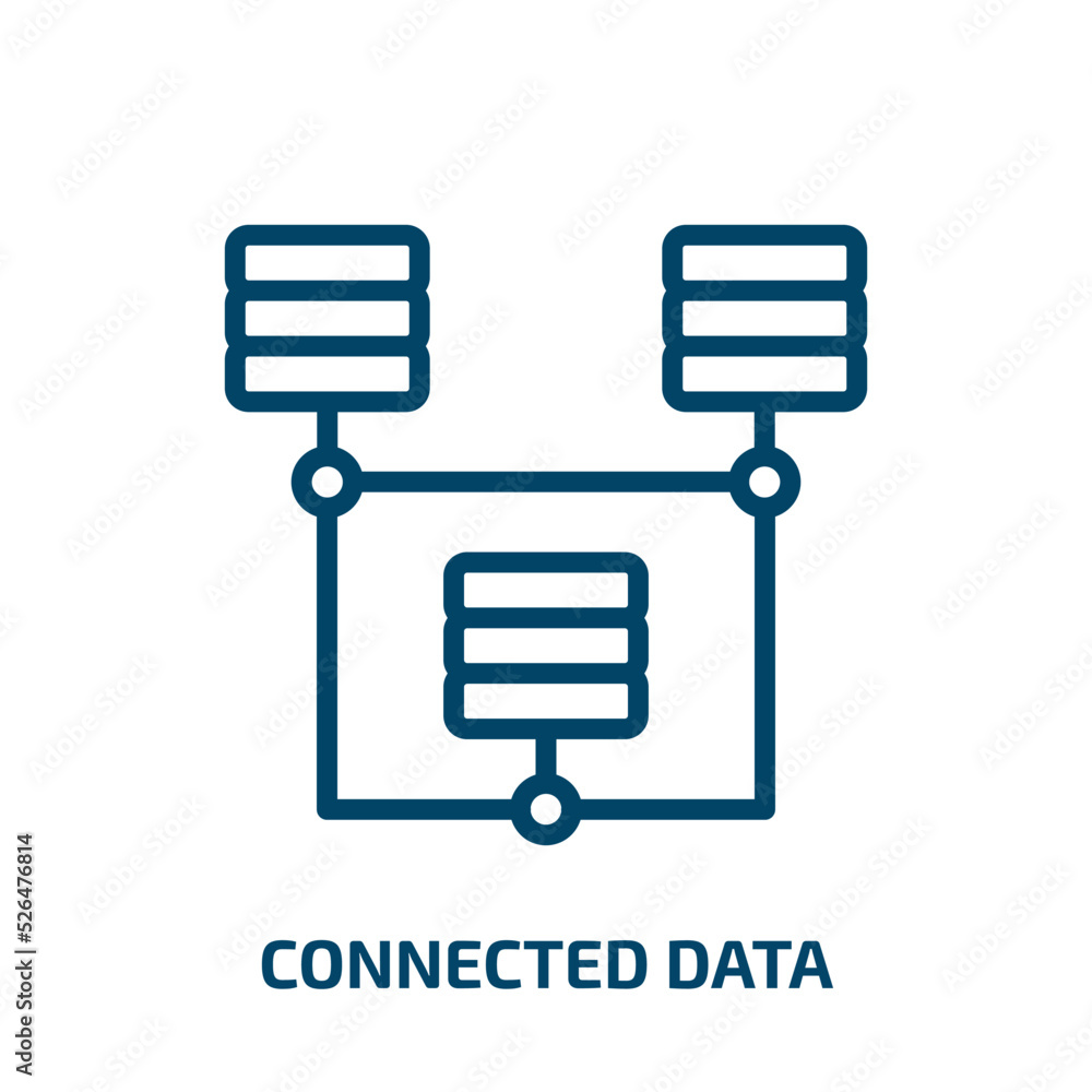 Poster connected data icon from business and analytics collection. Thin linear connected data, data, connection outline icon isolated on white background. Line vector connected data sign, symbol for web and