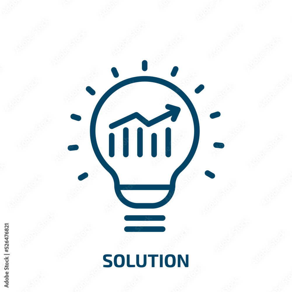 Poster solution icon from business collection. thin linear solution, idea, bulb outline icon isolated on wh