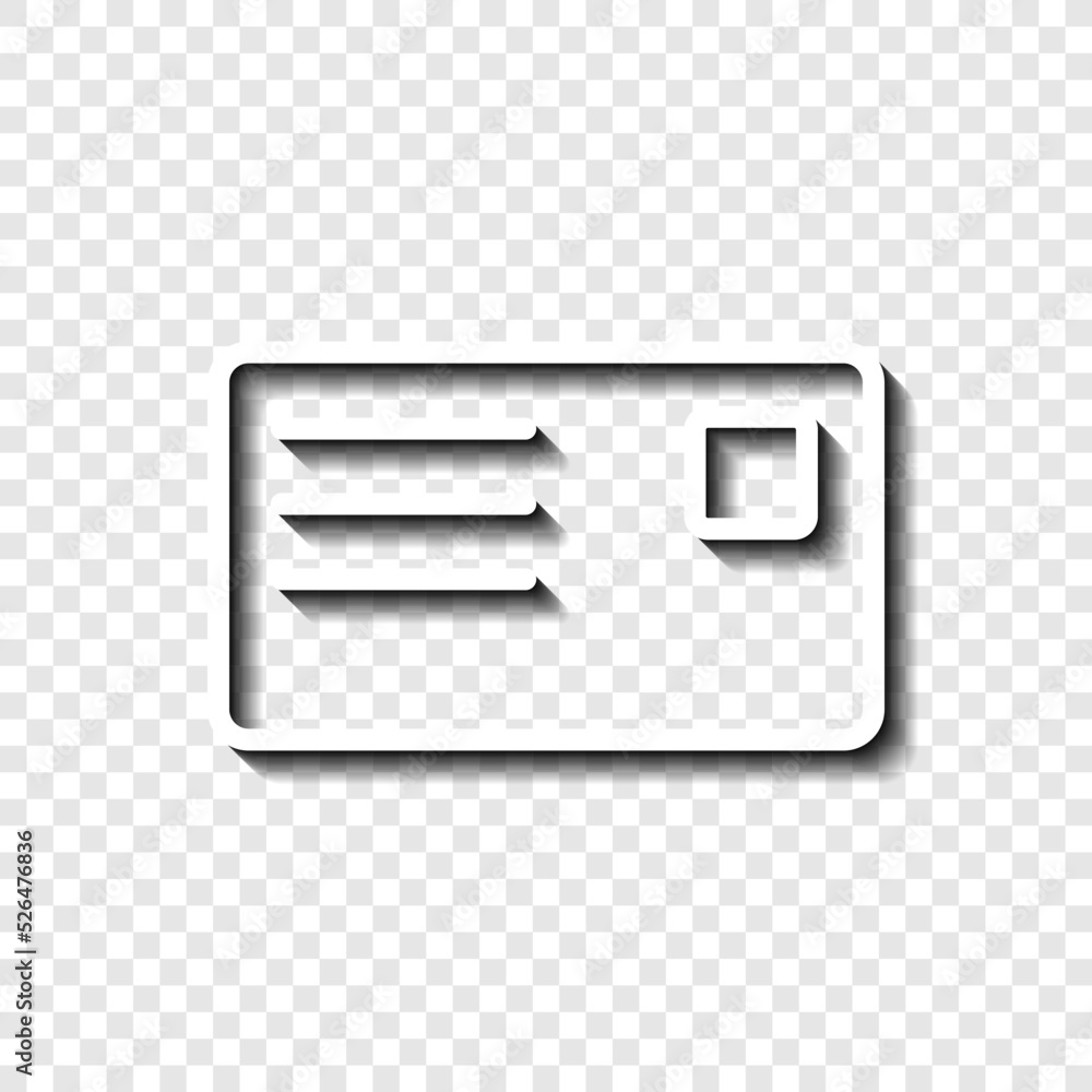 Poster letter simple icon vector. flat design. white with shadow on transparent grid.ai