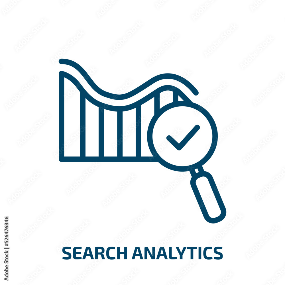 Poster search analytics icon from business and analytics collection. thin linear search analytics, data, an