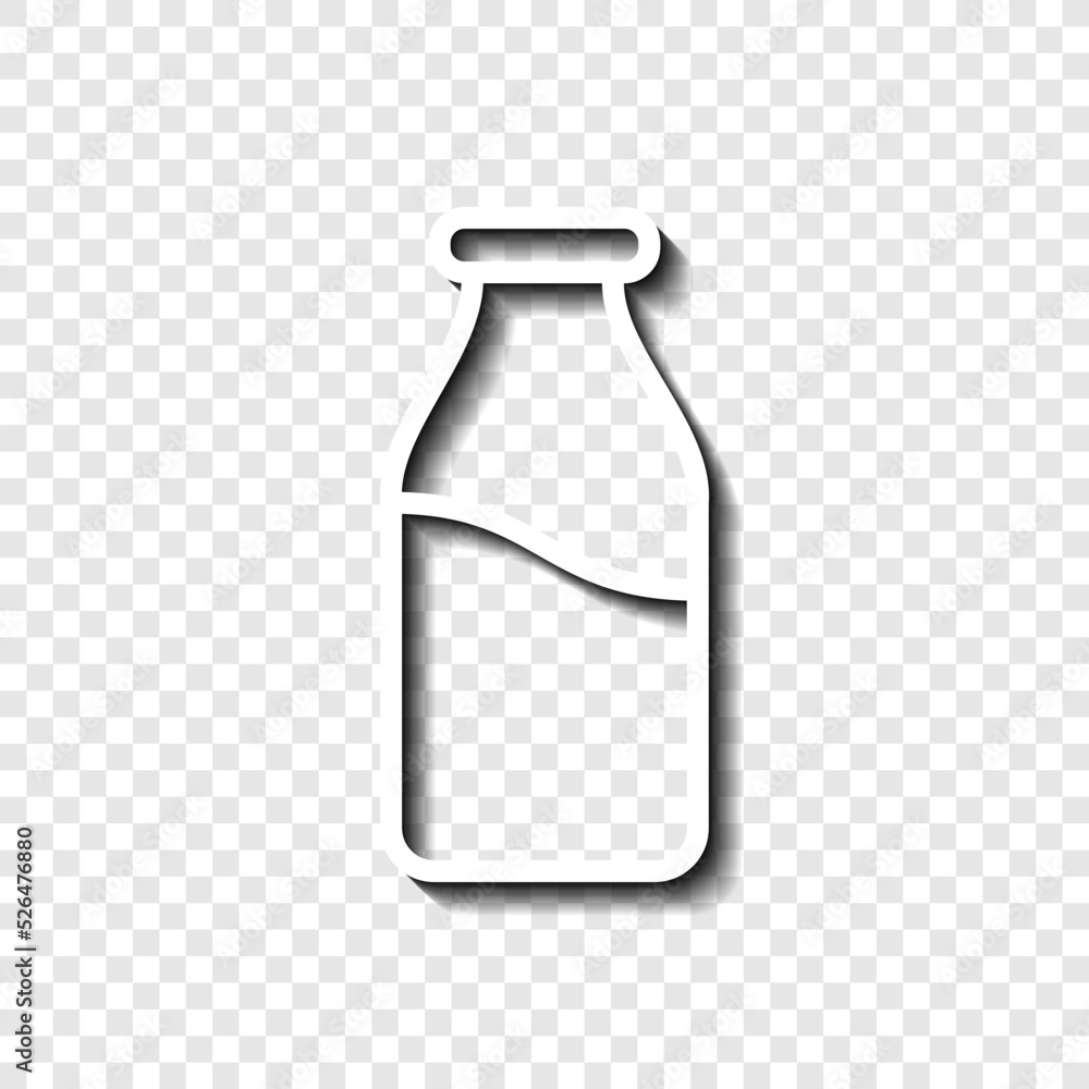 Poster milk bottle simple icon vector. flat design. white with shadow on transparent grid.ai