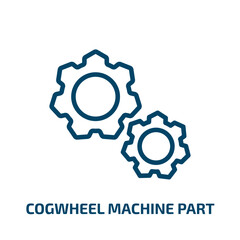 cogwheel machine part icon from business and finance collection. Thin linear cogwheel machine part, industry, mechanism outline icon isolated on white background. Line vector cogwheel machine part