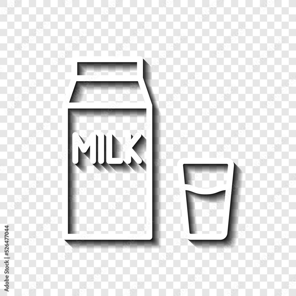 Aufkleber milk package with glass simple icon vector. flat design. white with shadow on transparent grid.ai
