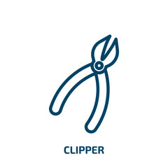 clipper icon from construction tools collection. Thin linear clipper, equipment, tool outline icon isolated on white background. Line vector clipper sign, symbol for web and mobile