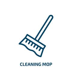 cleaning mop icon from construction tools collection. Thin linear cleaning mop, housekeeping, mop outline icon isolated on white background. Line vector cleaning mop sign, symbol for web and mobile