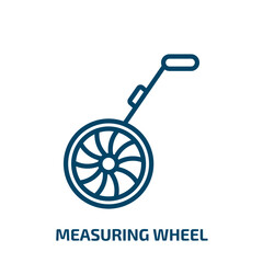 measuring wheel icon from construction tools collection. Thin linear measuring wheel, equipment, wheel outline icon isolated on white background. Line vector measuring wheel sign, symbol for web and