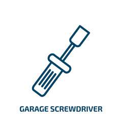 garage screwdriver icon from construction tools collection. Thin linear garage screwdriver, repair, mechanic outline icon isolated on white background. Line vector garage screwdriver sign, symbol for