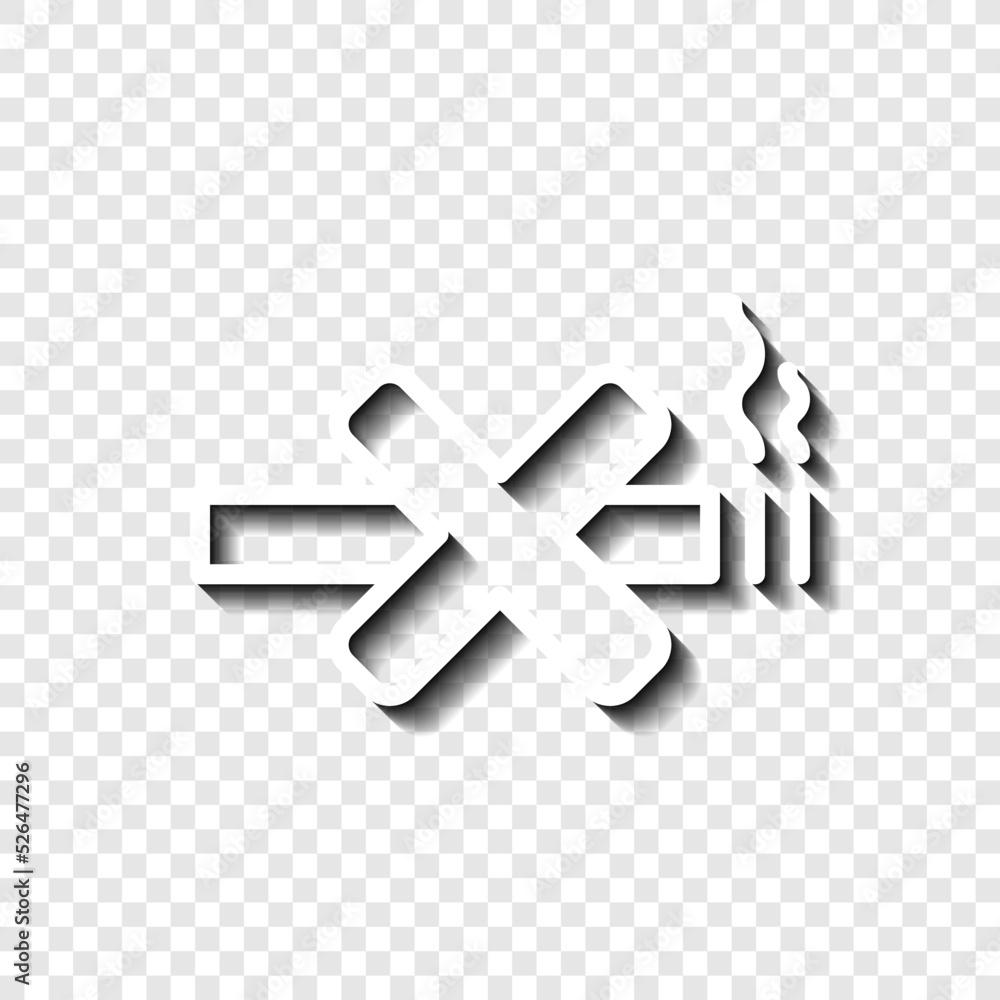 Poster no smoking simple icon vector. flat design. white with shadow on transparent grid.ai