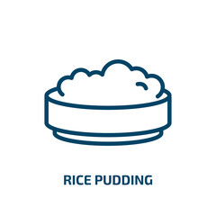 rice pudding icon from culture collection. Thin linear rice pudding, rice, food outline icon isolated on white background. Line vector rice pudding sign, symbol for web and mobile