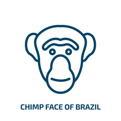 chimp face of brazil icon from culture collection. Thin linear chimp face of brazil, brazilian, animal outline icon isolated on white background. Line vector chimp face of brazil sign, symbol for web