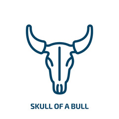 skull of a bull icon from culture collection. Thin linear skull of a bull, skull, bull outline icon isolated on white background. Line vector skull of a bull sign, symbol for web and mobile
