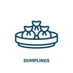 dumplings icon from culture collection. Thin linear dumplings, dumpling, food outline icon isolated on white background. Line vector dumplings sign, symbol for web and mobile