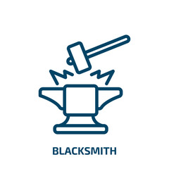 blacksmith icon from cultures collection. Thin linear blacksmith, smith, craft outline icon isolated on white background. Line vector blacksmith sign, symbol for web and mobile