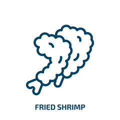 fried shrimp icon from culture collection. Thin linear fried shrimp, food, lunch outline icon isolated on white background. Line vector fried shrimp sign, symbol for web and mobile