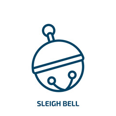 sleigh bell icon from culture collection. Thin linear sleigh bell, tree, winter outline icon isolated on white background. Line vector sleigh bell sign, symbol for web and mobile