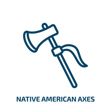 native american axes icon from culture collection. Thin linear native american axes, american, axe outline icon isolated on white background. Line vector native american axes sign, symbol for web and
