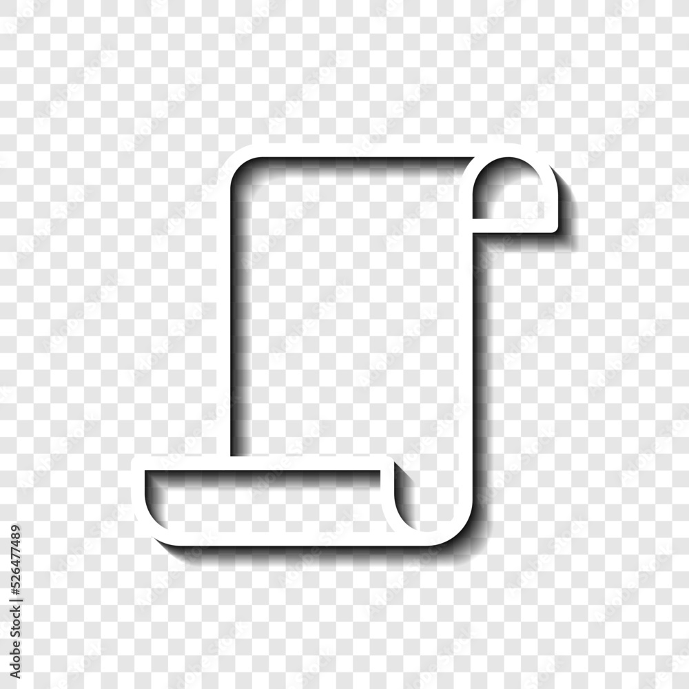 Poster paper script simple icon vector. flat design. white with shadow on transparent grid.ai
