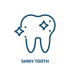 shiny tooth icon from dentist collection. Thin linear shiny tooth, medical, dental outline icon isolated on white background. Line vector shiny tooth sign, symbol for web and mobile