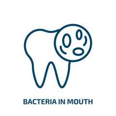 bacteria in mouth icon from dentist collection. Thin linear bacteria in mouth, health, cartoon outline icon isolated on white background. Line vector bacteria in mouth sign, symbol for web and mobile