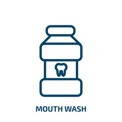 mouth wash icon from dentist collection. Thin linear mouth wash, wash, mouth outline icon isolated on white background. Line vector mouth wash sign, symbol for web and mobile