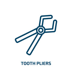 tooth pliers icon from dentist collection. Thin linear tooth pliers, pliers, equipment outline icon isolated on white background. Line vector tooth pliers sign, symbol for web and mobile