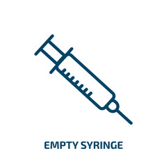 empty syringe icon from dentist collection. Thin linear empty syringe, treatment, drug outline icon isolated on white background. Line vector empty syringe sign, symbol for web and mobile
