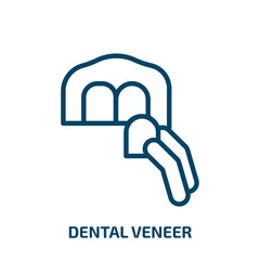 dental veneer icon from dentist collection. Thin linear dental veneer, dental, health outline icon isolated on white background. Line vector dental veneer sign, symbol for web and mobile