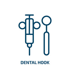 dental hook icon from dentist collection. Thin linear dental hook, medical, professional outline icon isolated on white background. Line vector dental hook sign, symbol for web and mobile
