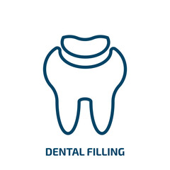 dental filling icon from dentist collection. Thin linear dental filling, dental, care outline icon isolated on white background. Line vector dental filling sign, symbol for web and mobile