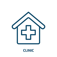 clinic icon from dentist collection. Thin linear clinic, medical, care outline icon isolated on white background. Line vector clinic sign, symbol for web and mobile