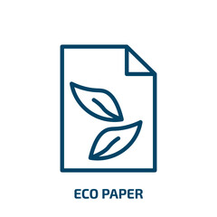 eco paper icon from ecology collection. Thin linear eco paper, eco, paper outline icon isolated on white background. Line vector eco paper sign, symbol for web and mobile