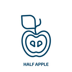 half apple icon from ecology collection. Thin linear half apple, half, fruit outline icon isolated on white background. Line vector half apple sign, symbol for web and mobile