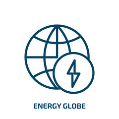 energy globe icon from ecology collection. Thin linear energy globe, eco, energy outline icon isolated on white background. Line vector energy globe sign, symbol for web and mobile