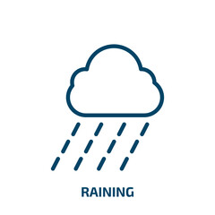 raining icon from ecology collection. Thin linear raining, rain, water outline icon isolated on white background. Line vector raining sign, symbol for web and mobile
