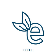 eco e icon from ecology collection. Thin linear eco e, eco, environment outline icon isolated on white background. Line vector eco e sign, symbol for web and mobile