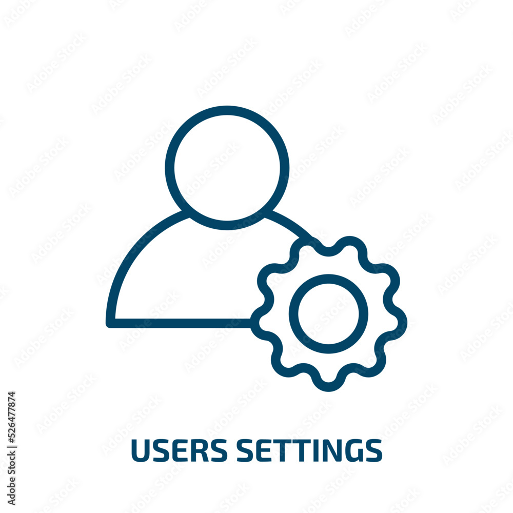 Poster users settings icon from education collection. thin linear users settings, user, internet outline ic