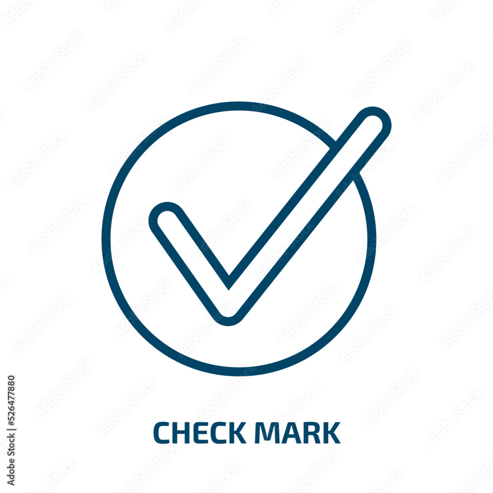 Poster check mark icon from education collection. thin linear check mark, correct, approved outline icon is