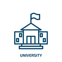 university icon from education collection. Thin linear university, education, school outline icon isolated on white background. Line vector university sign, symbol for web and mobile