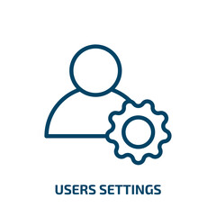 users settings icon from education collection. Thin linear users settings, user, internet outline icon isolated on white background. Line vector users settings sign, symbol for web and mobile
