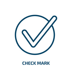 check mark icon from education collection. Thin linear check mark, correct, approved outline icon isolated on white background. Line vector check mark sign, symbol for web and mobile