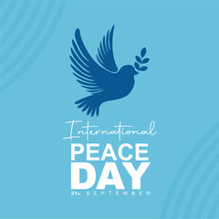 International Peace Day. White text on light blue background. 21th September.