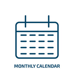 monthly calendar icon from education collection. Thin linear monthly calendar, year, day outline icon isolated on white background. Line vector monthly calendar sign, symbol for web and mobile