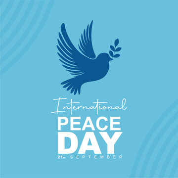 International Peace Day. White text on light blue background. 21th September.