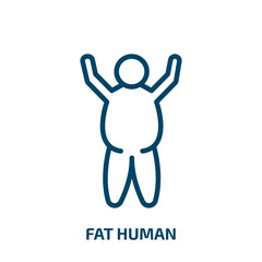 fat human icon from feelings collection. Thin linear fat human, fat, human outline icon isolated on white background. Line vector fat human sign, symbol for web and mobile