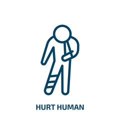 hurt human icon from feelings collection. Thin linear hurt human, hurt, care outline icon isolated on white background. Line vector hurt human sign, symbol for web and mobile