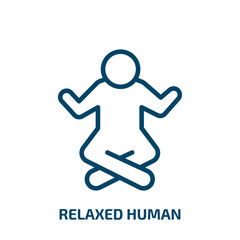 relaxed human icon from feelings collection. Thin linear relaxed human, human, man outline icon isolated on white background. Line vector relaxed human sign, symbol for web and mobile